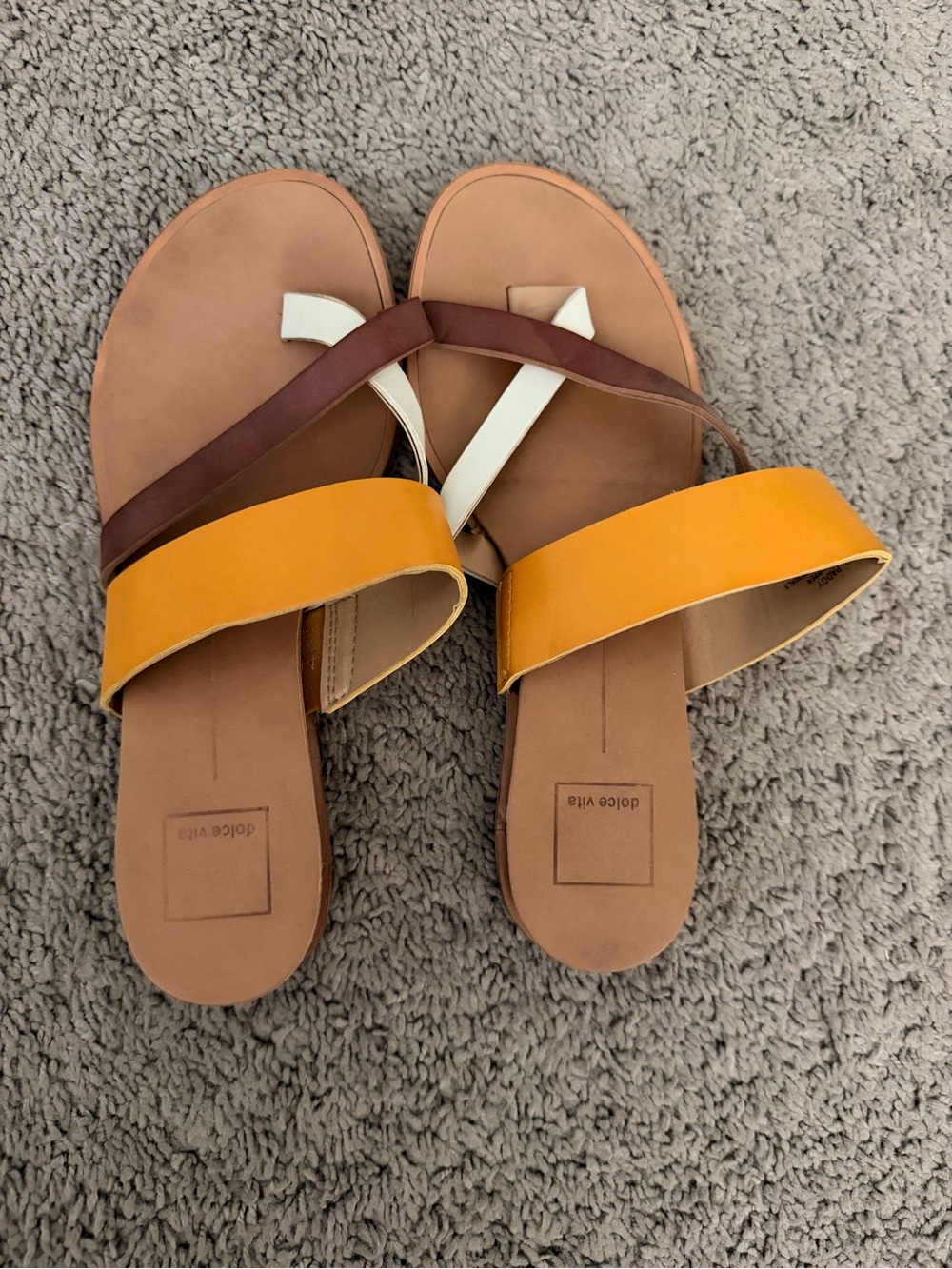 dolce vita Yellow Brown Leather Slide Sandals- size 8